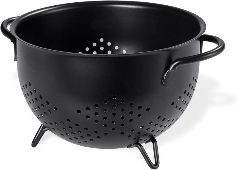 BeFare Metal Colander 5 Quart Powder Coated Self-draining Metal Strainer with Base,Kitchen Pasta Fruit Vegetable Basket with Double Handles (Light Black) - Image 1